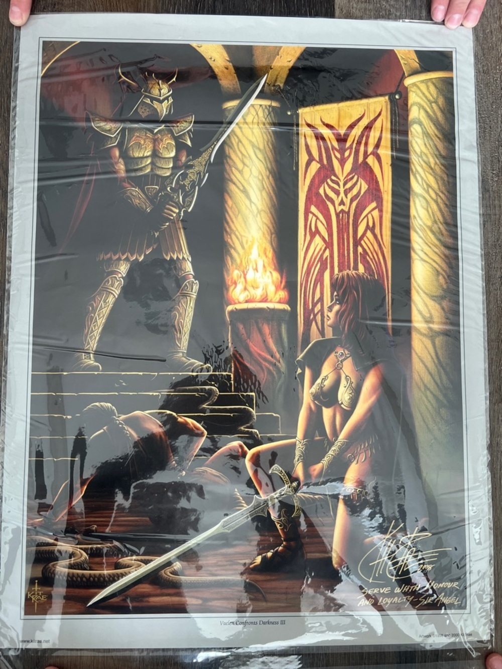 Fantasy Warrior Print with Gold and Black Armor